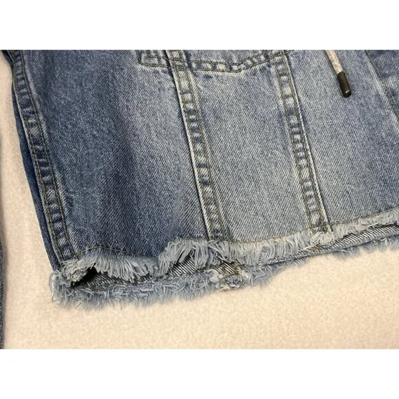 Erin Andrews Super Bowl LVIII Womens Denim Jacket Hoodie Cropped XL NWT - Picture 9 of 16